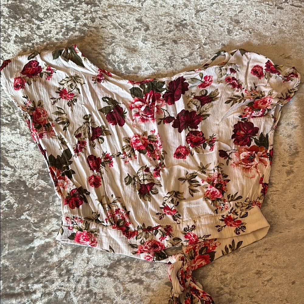 Ambiance Cream Sleeveless Pleated Tie Front Blouse